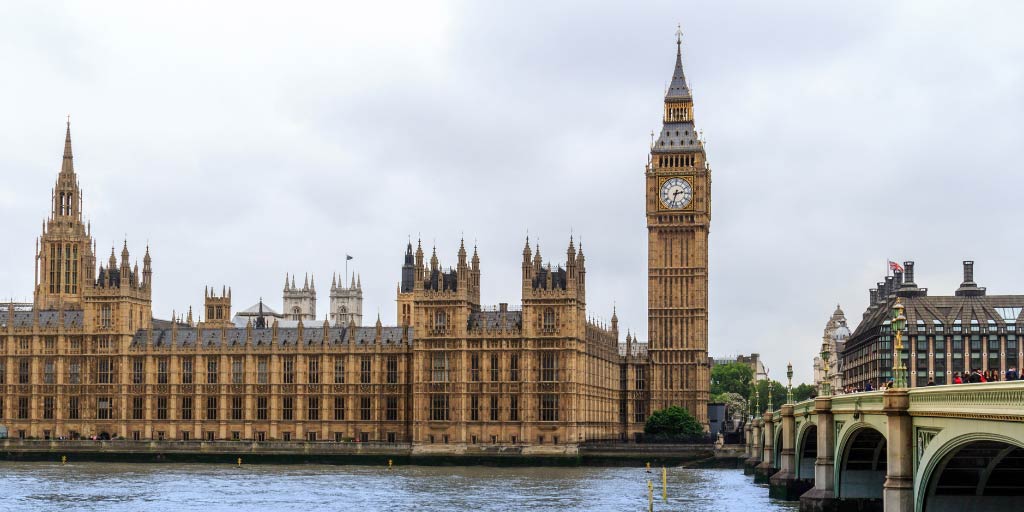 Big Ben and Parliament against cloudy sky