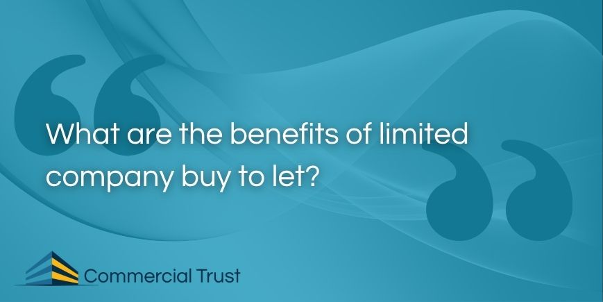 Blue banner with swirled background showing text: What are the benefits of limited company buy to let