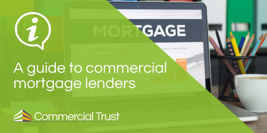 A comprehensive guide to commercial mortgage lenders banner in front of desk with laptop showing mortgage documents