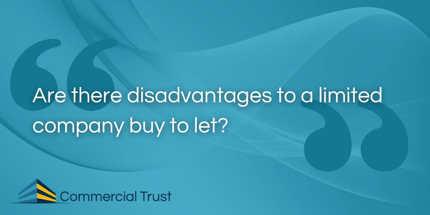 Blue banner with swirled background showing text: Are there disadvantages to a limited company buy to let?